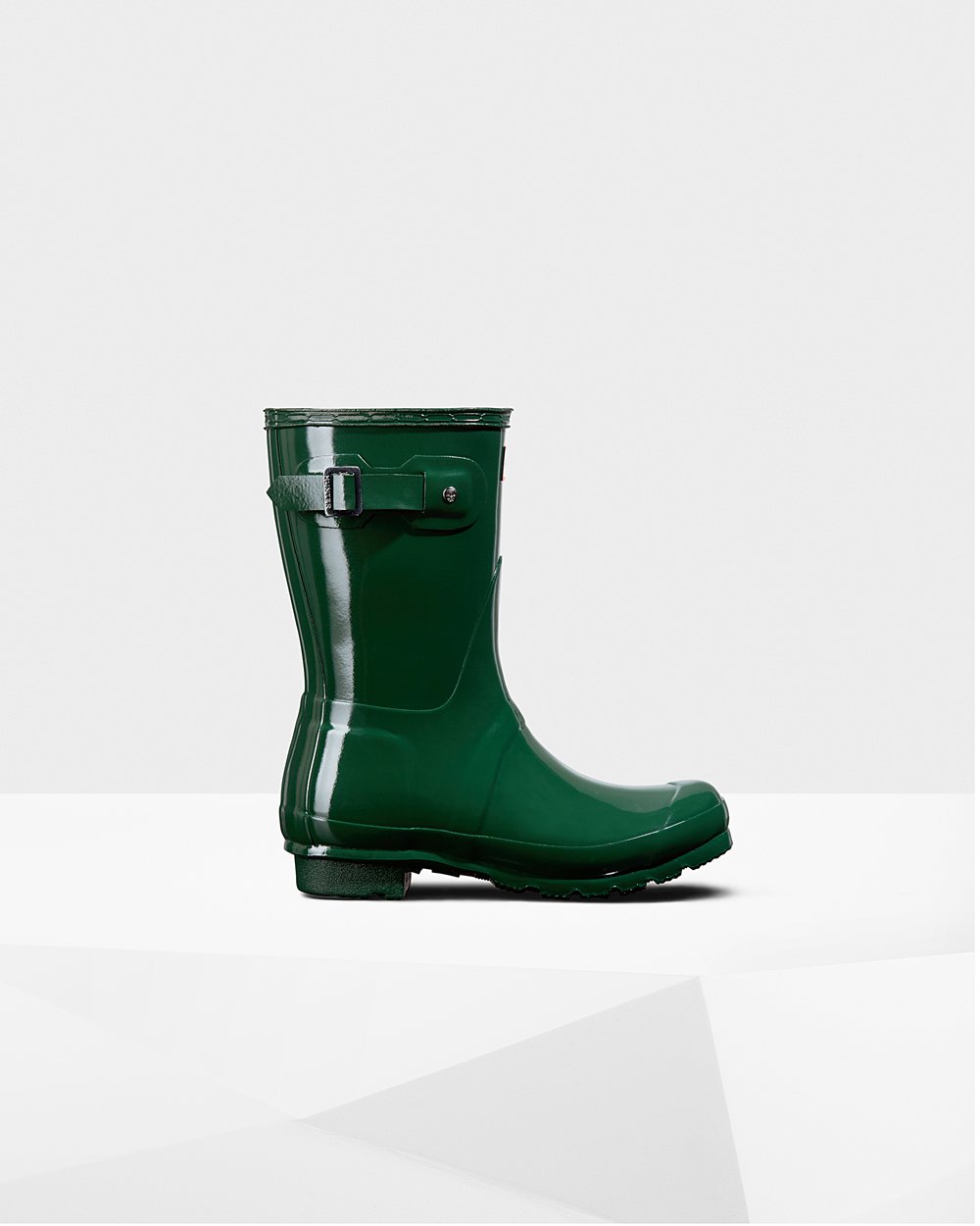 Womens Short Rain Boots - Hunter Original Gloss (95NZYDIVE) - Green